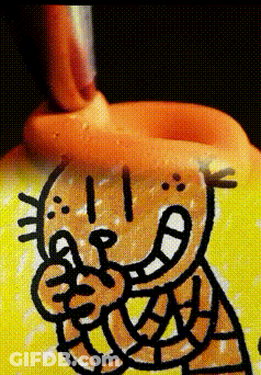 A Close Up Of A Drawing Of A Person Holding A Straw GIF