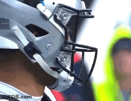 A Close Up Of A Football Player 'S Helmet That Says ' NFL ' On It GIF