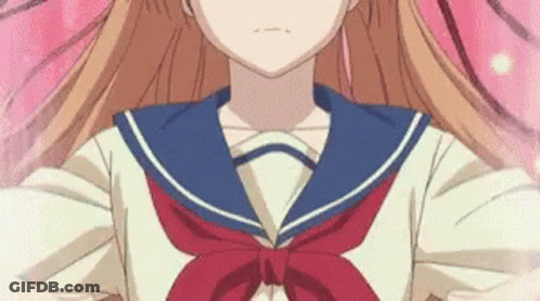 A Close Up Of A Girl In A School Uniform With Long Hair GIF