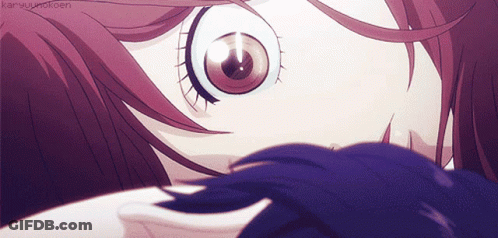 A Close Up Of A Girl 'S Eye With A Watermark That Says ' Karyuunotoen ' GIF