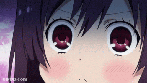 A Close Up Of A Girl 'S Eyes With A Purple Background GIF