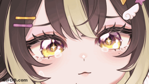 A Close Up Of A Girl 'S Eyes With A Star In The Middle GIF