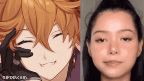 A Close Up Of A Girl 'S Face Next To A Close Up Of A Boy 'S Face GIF