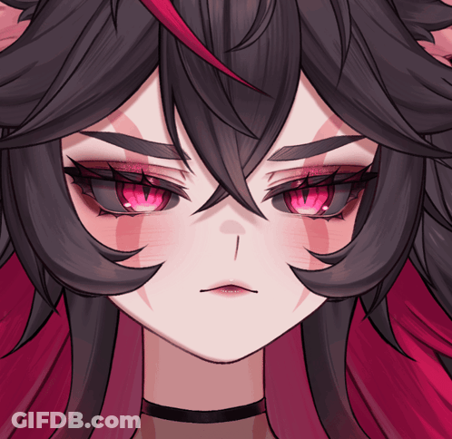 Close Up Of Girl's Face With Red Eyes And Choker GIF