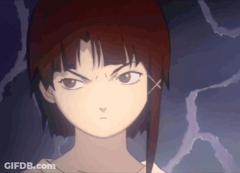 A Close Up Of A Girl 'S Face With A Lightning Bolt Behind Her GIF