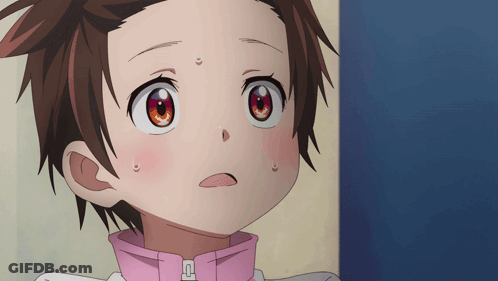 A Close Up Of A Girl 'S Face With A Pink Jacket With The Letter E On The Front GIF