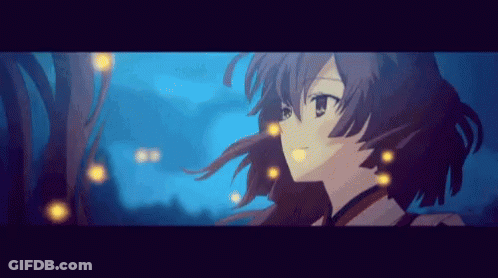 A Close Up Of A Girl 'S Face With A Purple Background GIF