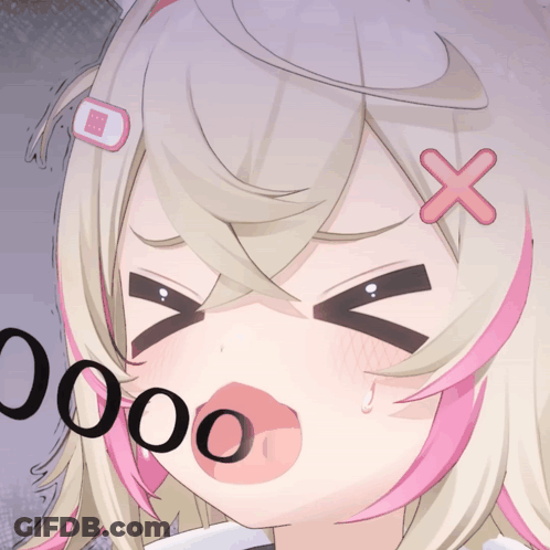 A Close Up Of A Girl 'S Face With A Red X On Her Hair GIF