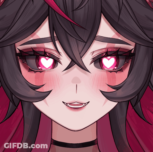A Close Up Of A Girl 'S Face With Hearts In Her Eyes GIF