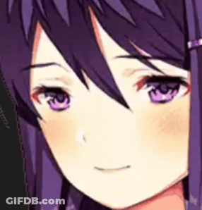 A Close Up Of A Girl 'S Face With Purple Eyes And Purple Hair . GIF
