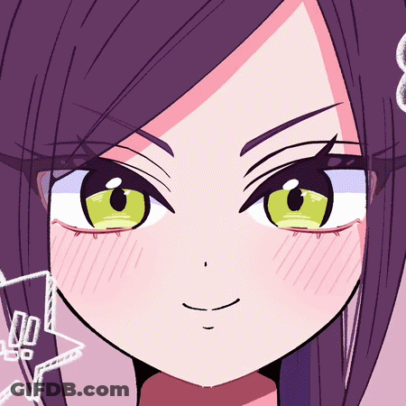 A Close Up Of A Girl 'S Face With Purple Hair GIF