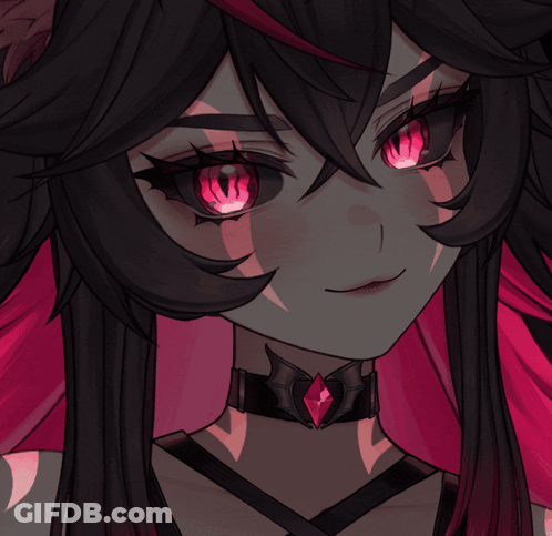 A Close Up Of A Girl 'S Face With Red Eyes GIF