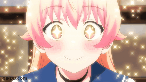 A Close Up Of A Girl 'S Face With Sparkly Eyes GIF