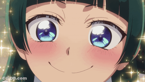 Girl's Face Close Up With Sparkly Eyes GIF