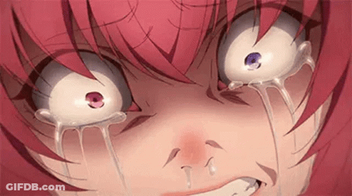 A Close Up Of A Girl 'S Face With Tears Running Down Her Face . GIF