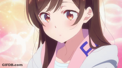 A Close Up Of A Girl 'S Face With The Letter F On Her Collar GIF