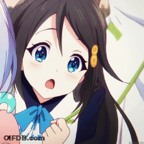A Close Up Of A Girl 'S Face With The Word Glorious On The Bottom Left GIF