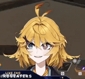 A Close Up Of A Girl 'S Face With The Words Live Tag Birdseaters Below Her GIF