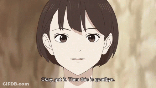 A Close Up Of A Girl 'S Face With The Words Okay Got It Then This Is Goodbye Below Her GIF