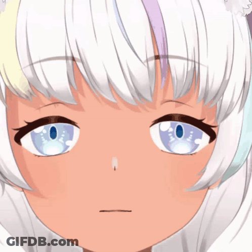 A Close Up Of A Girl 'S Face With White Hair GIF