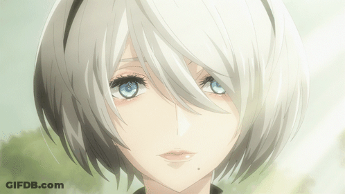 A Close Up Of A Girl 'S Face With White Hair GIF