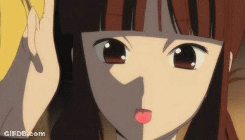 A Close Up Of A Girl Sticking Her Tongue Out In A Cartoon GIF