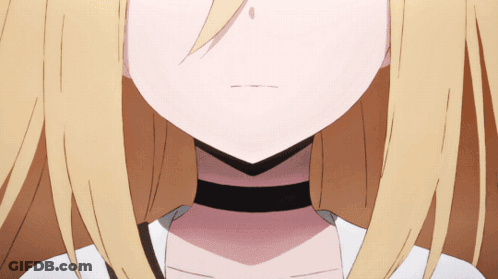 A Close Up Of A Girl With Blonde Hair And A Black Choker GIF