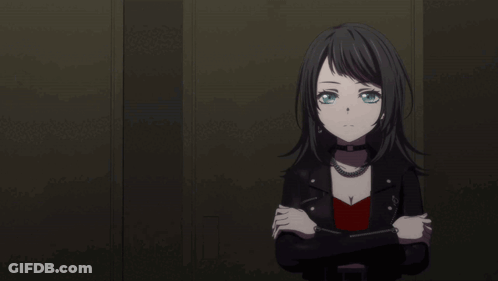 A Close Up Of A Girl With Blue Eyes And A Choker Around Her Neck GIF