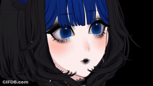 A Close Up Of A Girl With Blue Hair GIF