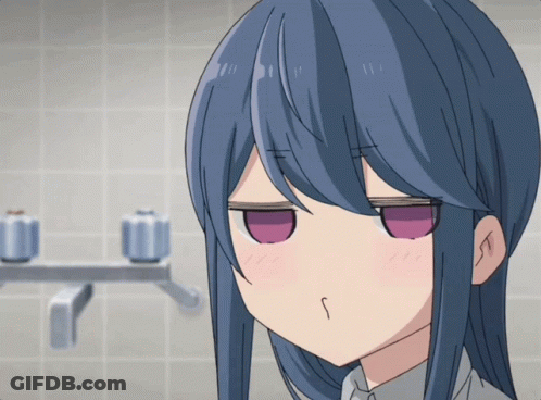 A Close Up Of A Girl With Blue Hair And A Purple Eye GIF