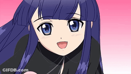 A Close Up Of A Girl With Blue Hair GIF