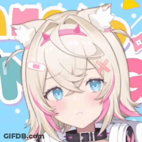 A Close Up Of A Girl With Cat Ears And A Bandage On Her Head GIF