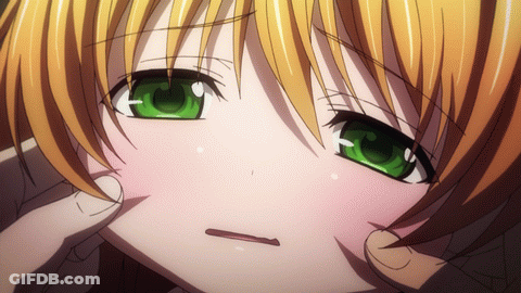 A Close Up Of A Girl With Green Eyes And Blonde Hair GIF