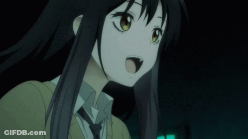 A Close Up Of A Girl With Long Black Hair GIF