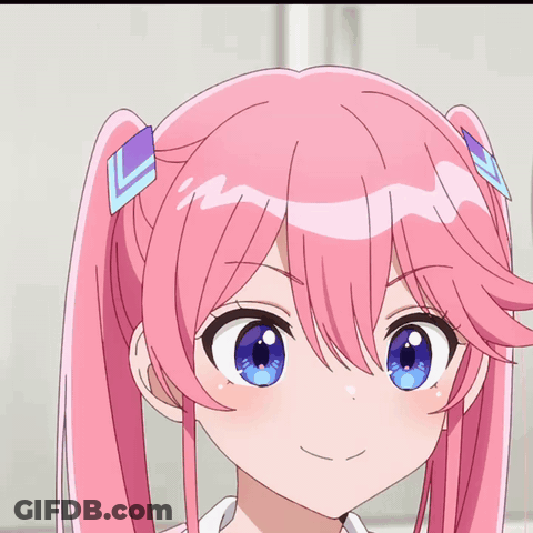 A Close Up Of A Girl With Pink Hair GIF