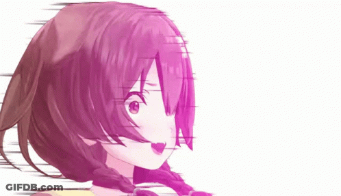 A Close Up Of A Girl With Pink Hair GIF