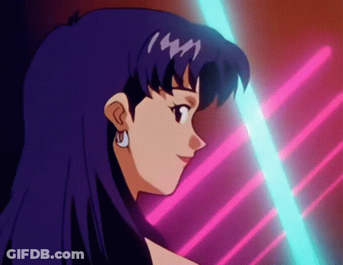 A Close Up Of A Girl With Purple Hair GIF