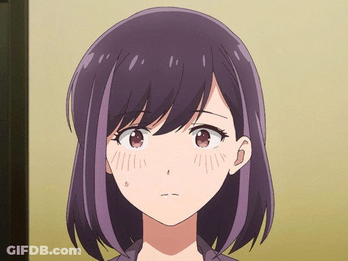 A Close Up Of A Girl With Purple Hair GIF