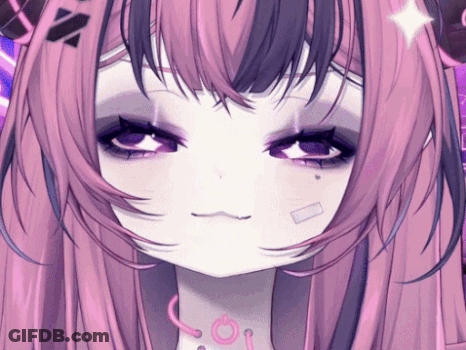 A Close Up Of A Girl With Purple Hair GIF