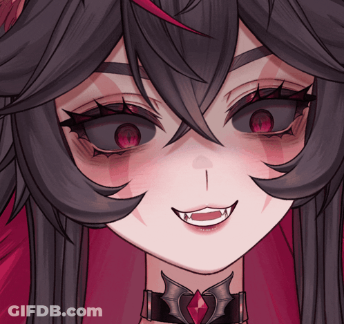 Girl With Vampire Teeth And Black Eyes GIF