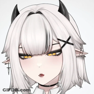 A Close Up Of A Girl With White Hair And Horns GIF