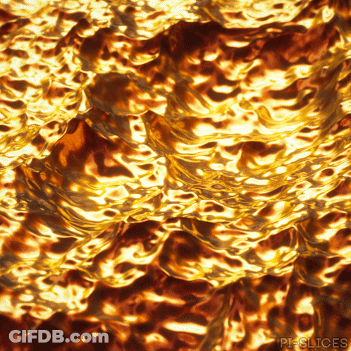 A Close Up Of A Gold Colored Surface With The Words Pieslices On The Bottom GIF