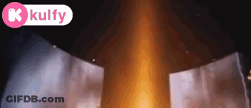 A Close Up Of A Gold Object With A K Kulfy Logo Above It GIF