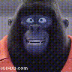 A Close Up Of A Gorilla 'S Face With A Smiley Face . GIF
