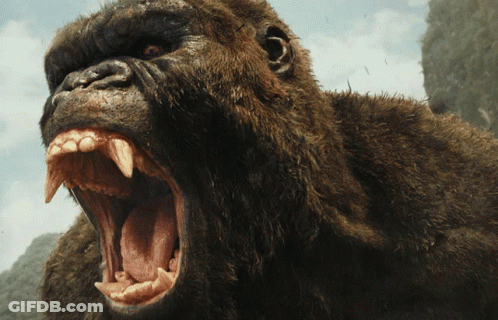A Close Up Of A Gorilla 'S Mouth With Its Mouth Open GIF