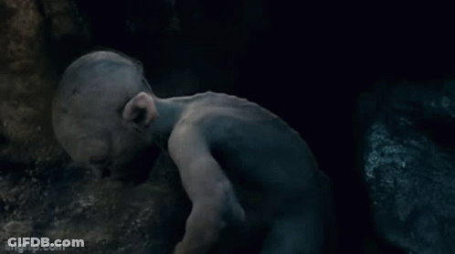 A Close Up Of A Gorilla With The Word Precious On It GIF