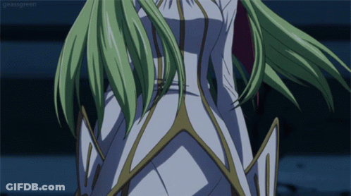A Close Up Of A Green Haired Anime Character With The Words " Grassgreen " On The Bottom Right GIF