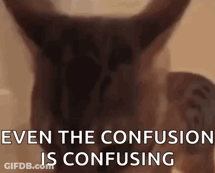 A Close Up Of A Horse 'S Head With The Words `` Even The Confusion Is Confusing '' Written On It . GIF