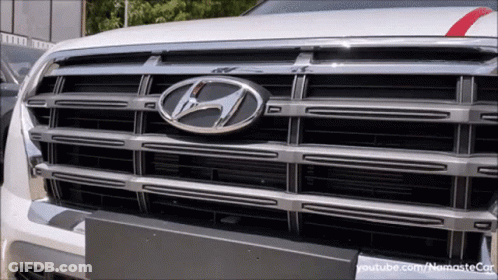 A Close Up Of A Hyundai Car 'S Front Grille GIF