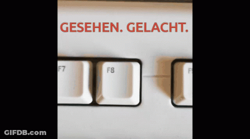 A Close Up Of A Keyboard With The Words Gesehen Gelacht On It GIF